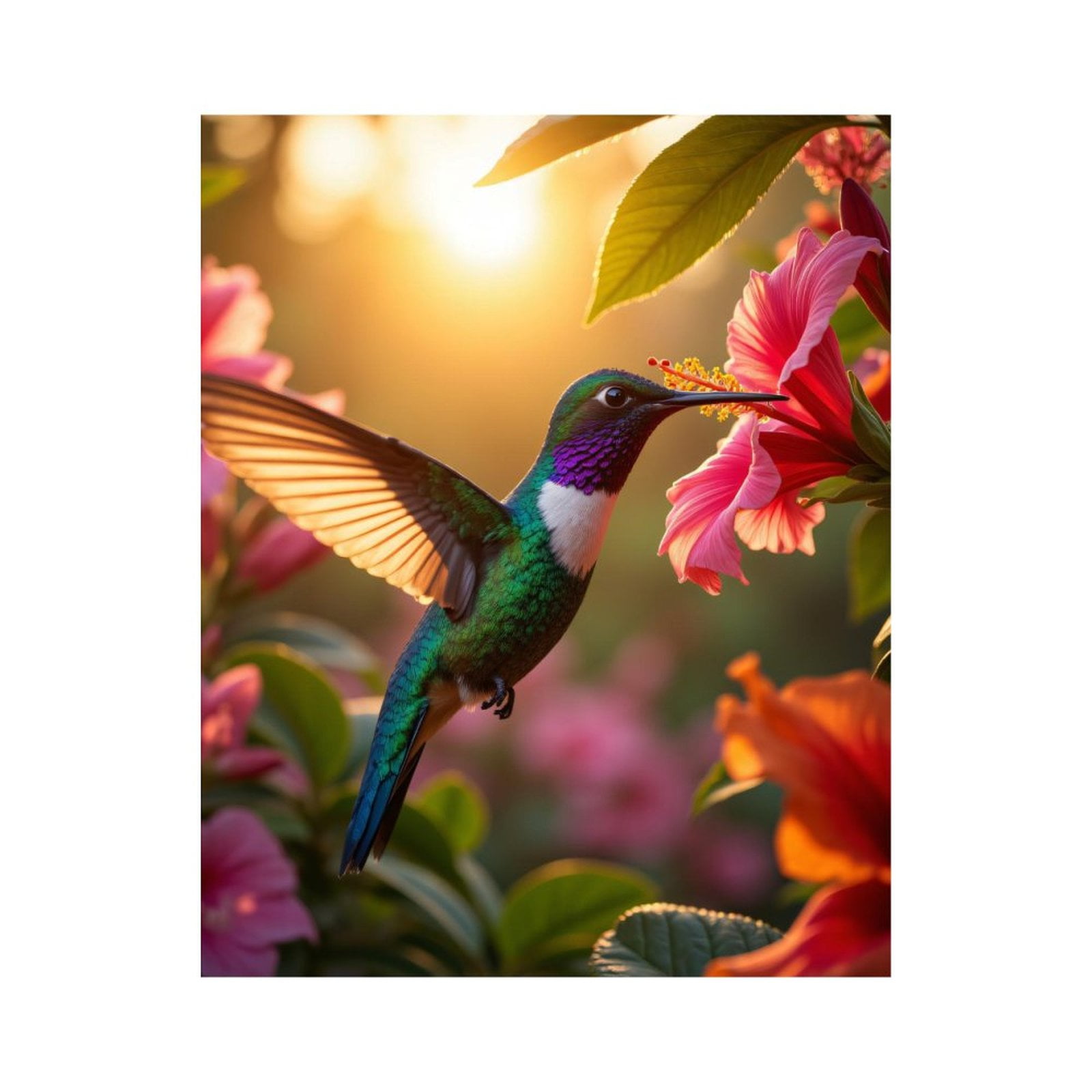 Paint By Numbers Kit for Adults Beginner - Hummingbird Sunlit Floral Beauty DIY Canvas Painting Kits for Adults, Frameless Paint By Number for Adults for Home Wall Decor 16x20 Inch