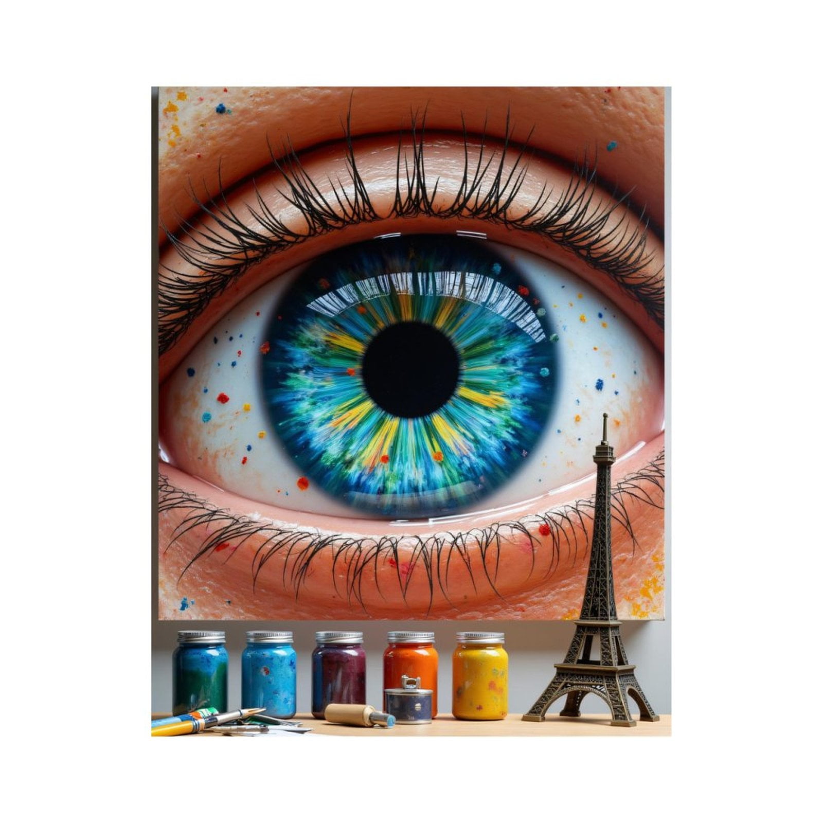 Paint By Numbers Kit for Adults Beginner - Iris Art Palette Eiffel Tower DIY Canvas Painting Kits for Adults, Frameless Paint By Number for Adults for Home Wall Decor 16x20 Inch