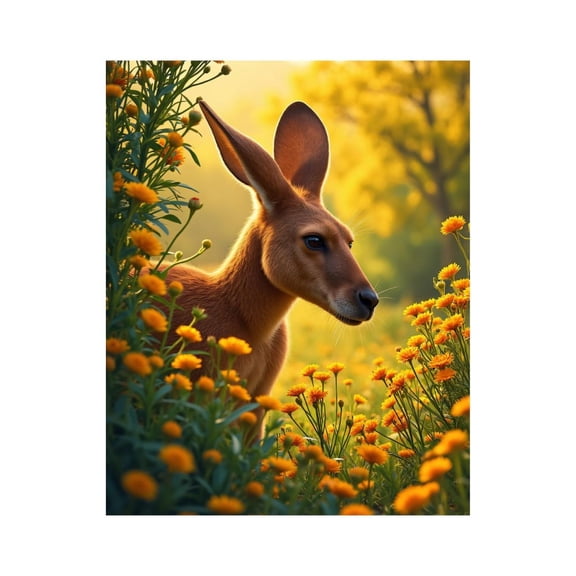 Paint By Numbers Kit for Adults Beginner - Kangaroo Among Yellow Flowers DIY Canvas Painting Kits for Adults, Frameless Paint By Number for Adults for Home Wall Decor 16x20 Inch