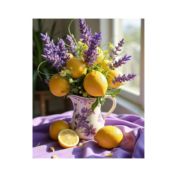 Paint By Numbers Kit for Adults Beginner - Lavender Citrus Floral Still Life DIY Canvas Painting Kits for Adults, Frameless Paint By Number for Adults for Home Wall Decor 16x20 Inch