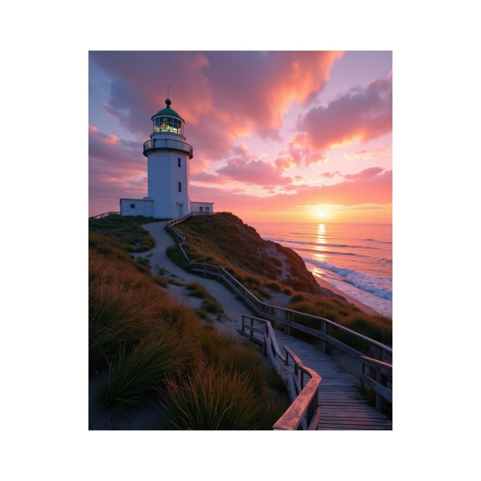 Paint By Numbers Kit for Adults Beginner - Lighthouse Sunset Coastal Serene Pathway DIY Canvas Painting Kits for Adults, Frameless Paint By Number for Adults for Home Wall Decor 16x20 Inch