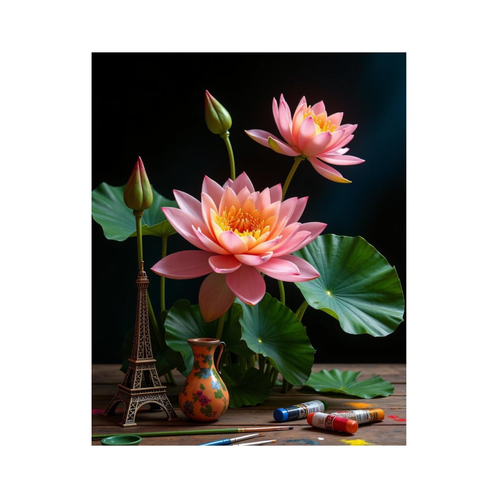 Paint By Numbers Kit for Adults Beginner - Lotus Art Model Painting Supplies DIY Canvas Painting Kits for Adults, Frameless Paint By Number for Adults for Home Wall Decor 16x20 Inch