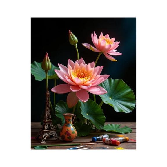Paint By Numbers Kit for Adults Beginner - Lotus Art Model Painting Supplies DIY Canvas Painting Kits for Adults, Frameless Paint By Number for Adults for Home Wall Decor 16x20 Inch