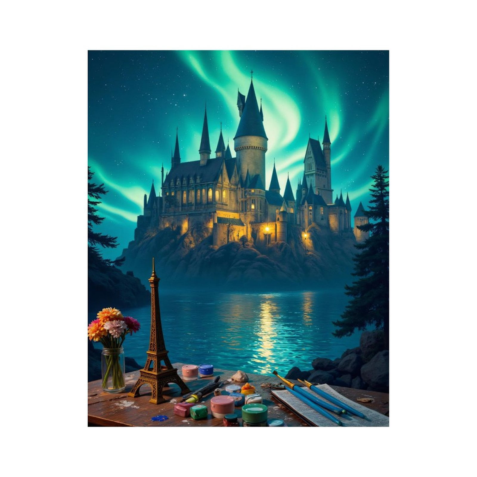 Paint By Numbers Kit for Adults Beginner - Majestic Castle Aurora Art Supplies DIY Canvas Painting Kits for Adults, Frameless Paint By Number for Adults for Home Wall Decor 16x20 Inch
