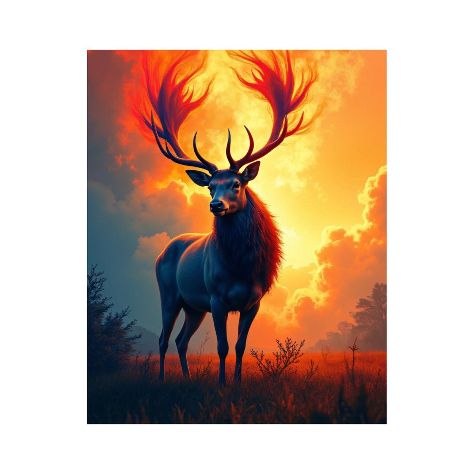 Paint By Numbers Kit for Adults Beginner - Majestic Deer Fiery Sunset Scene DIY Canvas Painting Kits for Adults, Frameless Paint By Number for Adults for Home Wall Decor 16x20 Inch
