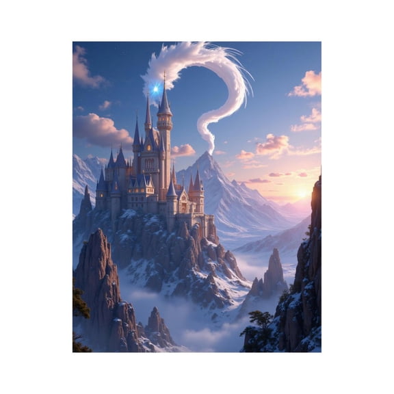 Paint By Numbers Kit for Adults Beginner - Majestic Winter Castle Fantasy Mountain DIY Canvas Painting Kits for Adults, Frameless Paint By Number for Adults for Home Wall Decor 16x20 Inch