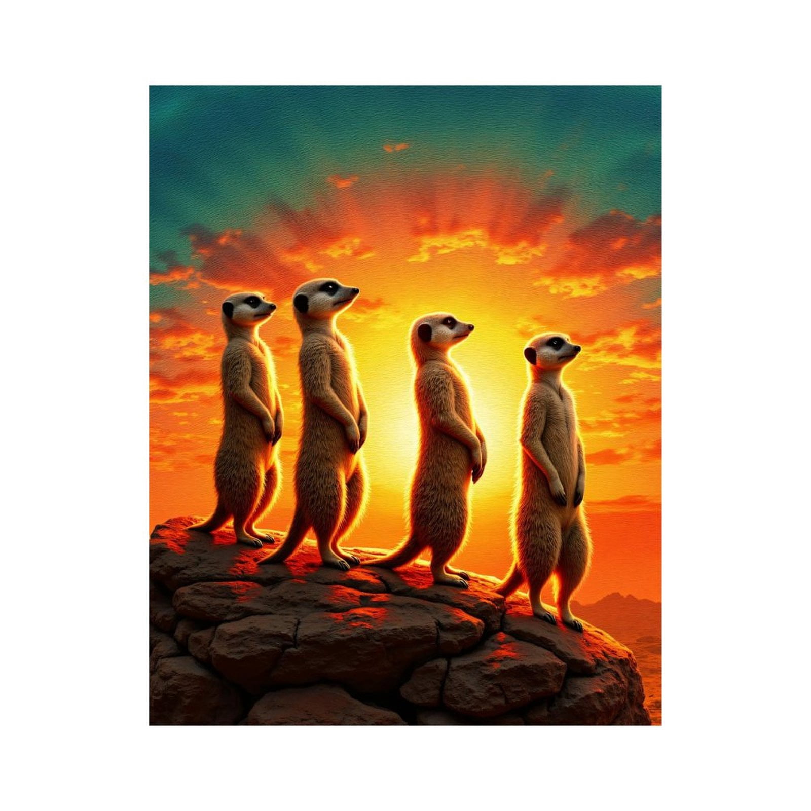 Paint By Numbers Kit for Adults Beginner - Meerkats Sunset Rock Formation DIY Canvas Painting Kits for Adults, Frameless Paint By Number for Adults for Home Wall Decor 16x20 Inch