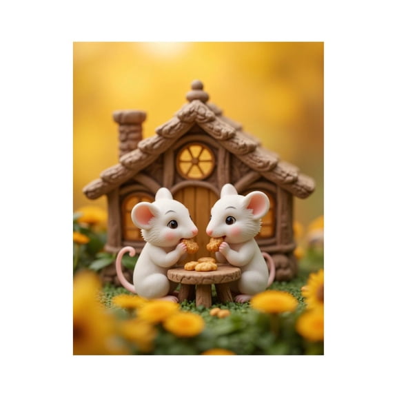 Paint By Numbers Kit for Adults Beginner - Mice Tea Party Cottage Flowers DIY Canvas Painting Kits for Adults, Frameless Paint By Number for Adults for Home Wall Decor 16x20 Inch