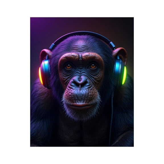 Paint By Numbers Kit for Adults Beginner - Monkey Headphones Neon Lights DIY Canvas Painting Kits for Adults, Frameless Paint By Number for Adults for Home Wall Decor 16x20 Inch