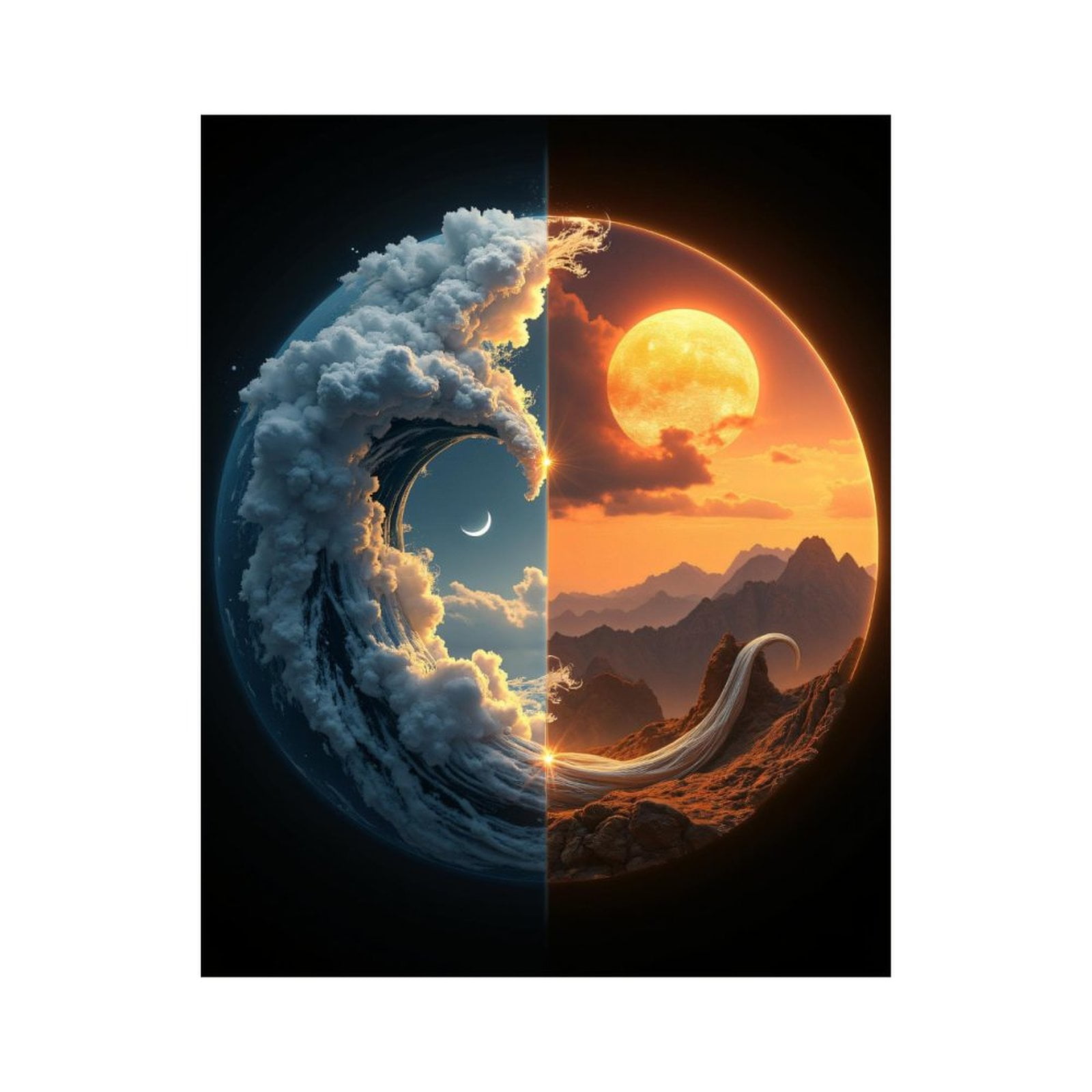 Paint By Numbers Kit for Adults Beginner - Moon Wave Sun Mountain Art DIY Canvas Painting Kits for Adults, Frameless Paint By Number for Adults for Home Wall Decor 16x20 Inch