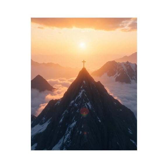 Paint By Numbers Kit for Adults Beginner - Mountain Sunrise Cross Silhouette DIY Canvas Painting Kits for Adults, Frameless Paint By Number for Adults for Home Wall Decor 16x20 Inch