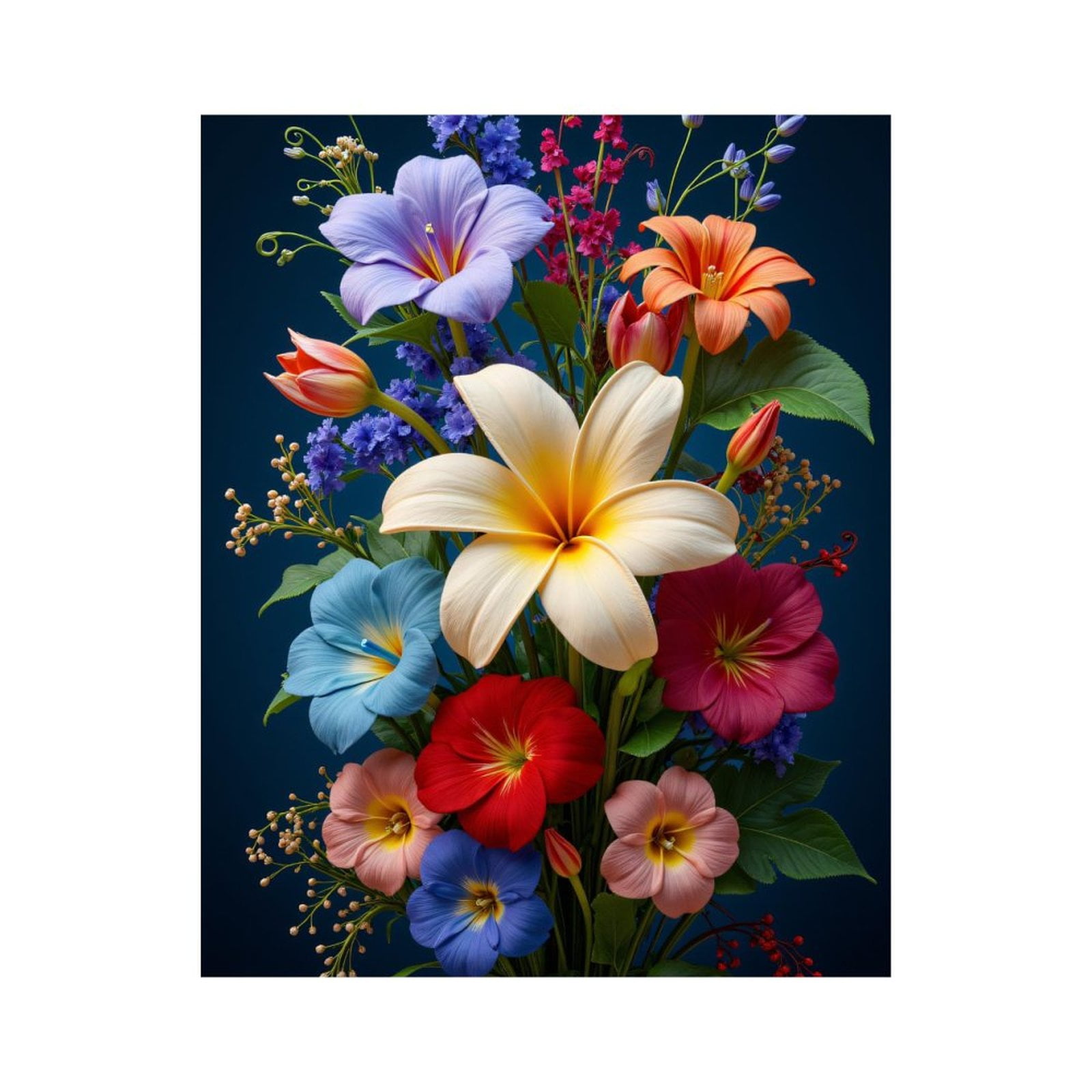 Paint By Numbers Kit for Adults Beginner - Multicolor Floral Bouquet On Dark Background DIY Canvas Painting Kits for Adults, Frameless Paint By Number for Adults for Home Wall Decor 16x20 Inch
