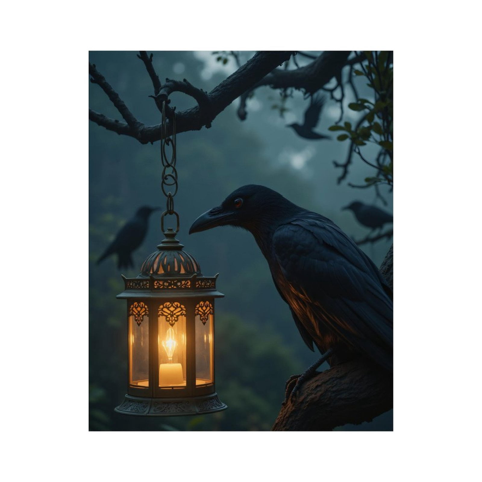 Paint By Numbers Kit for Adults Beginner - Mysterious Crow Lantern Scene DIY Canvas Painting Kits for Adults, Frameless Paint By Number for Adults for Home Wall Decor 16x20 Inch