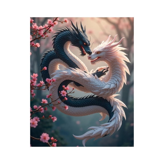 Paint By Numbers Kit for Adults Beginner - Mystical Serpents Cherry Blossom Dance DIY Canvas Painting Kits for Adults, Frameless Paint By Number for Adults for Home Wall Decor 16x20 Inch