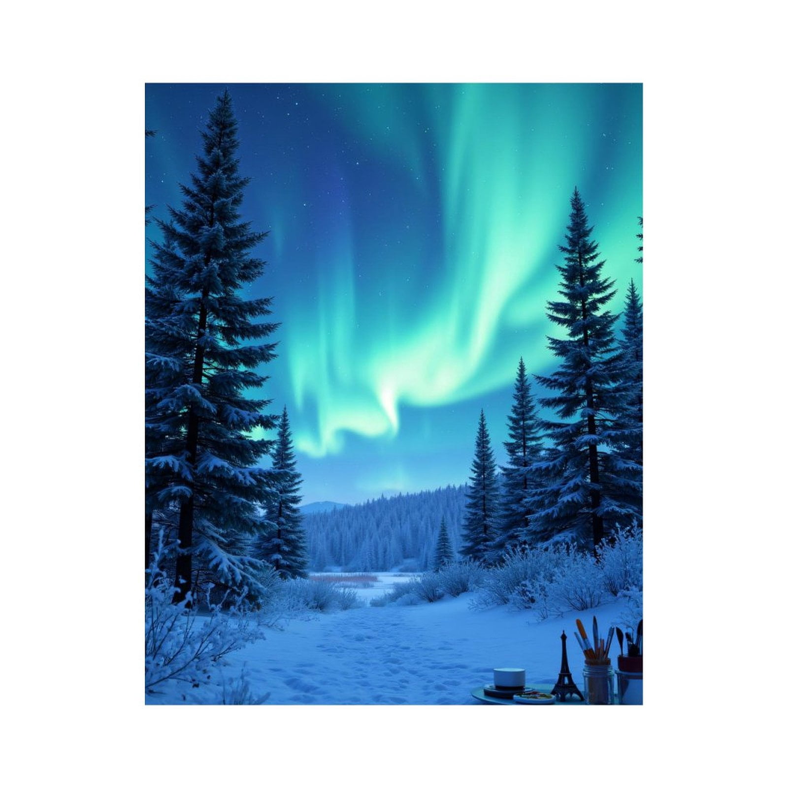 Paint By Numbers Kit for Adults Beginner - Northern Lights Winter Forest Scene DIY Canvas Painting Kits for Adults, Frameless Paint By Number for Adults for Home Wall Decor 16x20 Inch