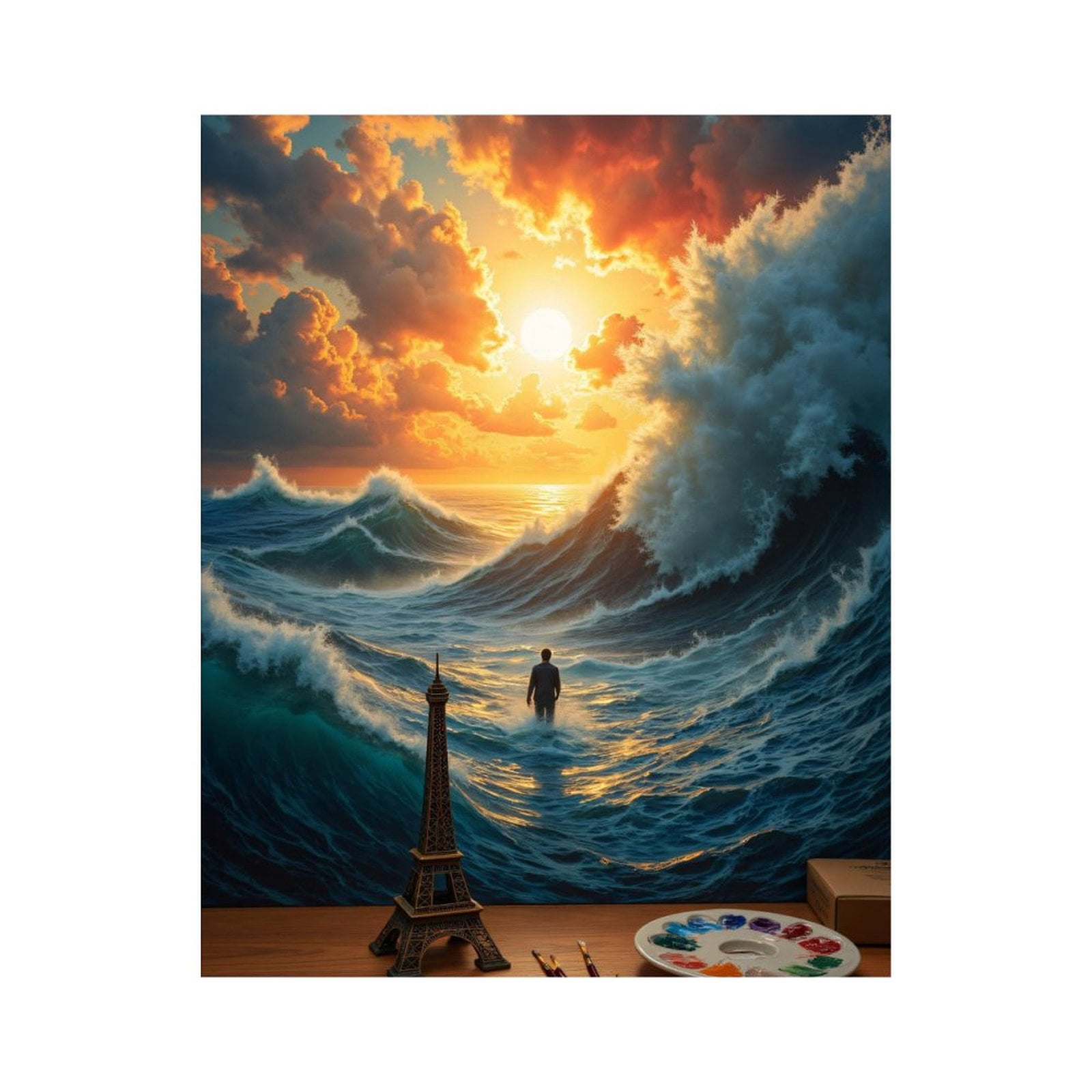 Paint By Numbers Kit for Adults Beginner - Ocean Sunset Waves Art Scene DIY Canvas Painting Kits for Adults, Frameless Paint By Number for Adults for Home Wall Decor 16x20 Inch