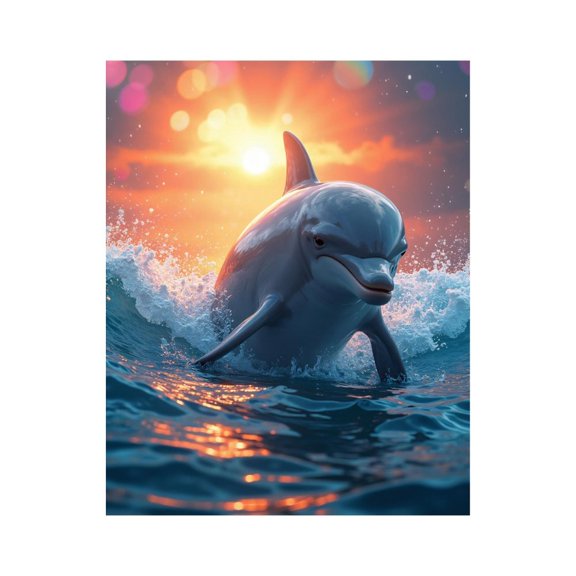 Paint By Numbers Kit for Adults Beginner - Ocean Wave Sunset Dolphin DIY Canvas Painting Kits for Adults, Frameless Paint By Number for Adults for Home Wall Decor 16x20 Inch