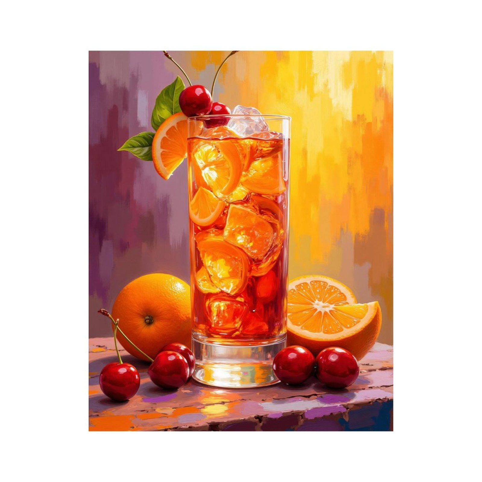 Paint By Numbers Kit for Adults Beginner - Orange Cherry Cocktail Glass Art DIY Canvas Painting Kits for Adults, Frameless Paint By Number for Adults for Home Wall Decor 16x20 Inch