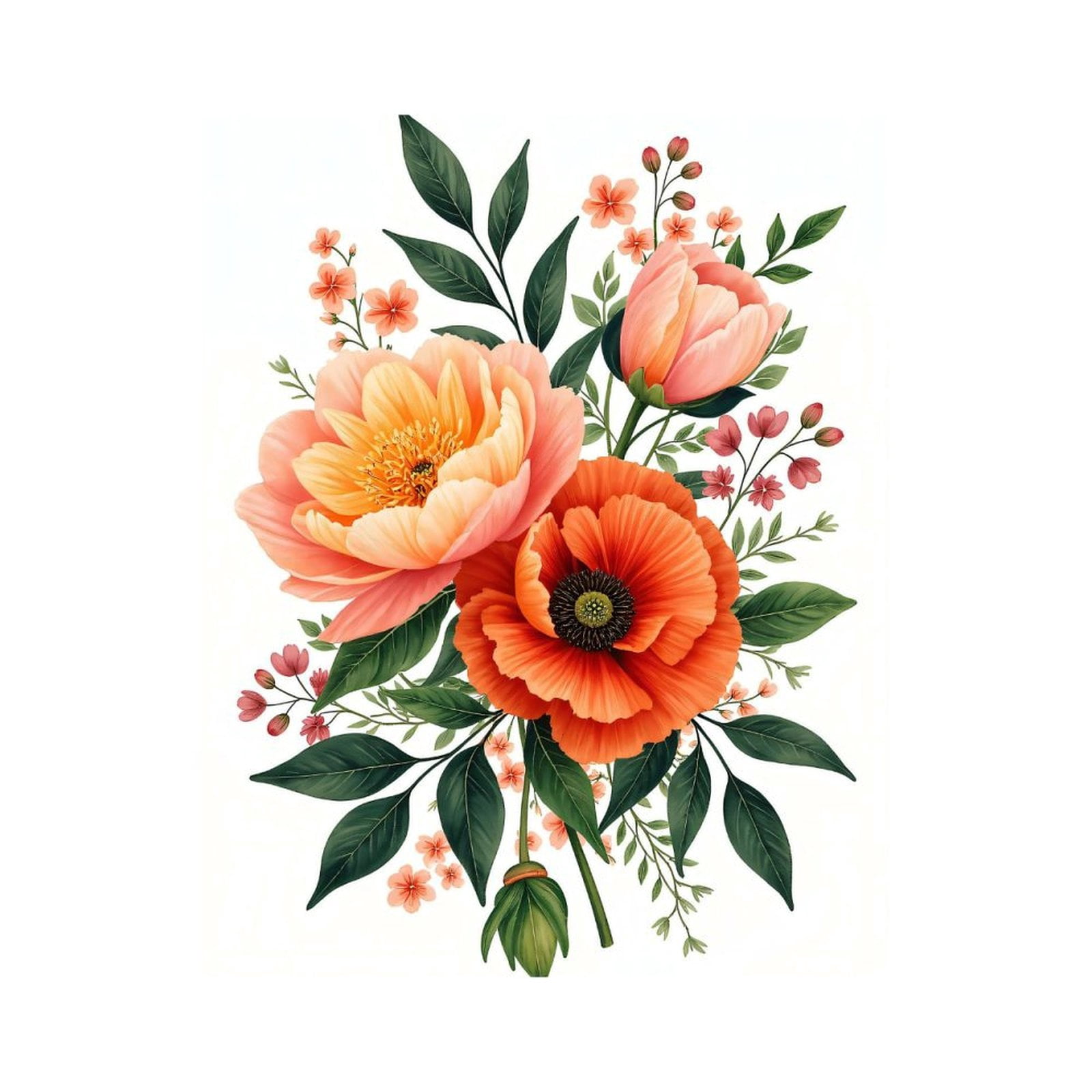 Paint By Numbers Kit for Adults Beginner - Orange Pink Floral Bouquet Art DIY Canvas Painting Kits for Adults, Frameless Paint By Number for Adults for Home Wall Decor 16x20 Inch