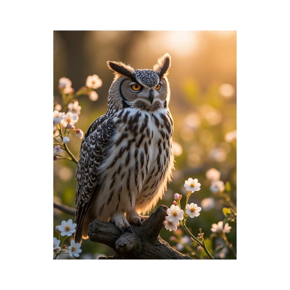 Paint By Numbers Kit for Adults Beginner - Owl Blossom Sunrise Branch Perched DIY Canvas Painting Kits for Adults, Frameless Paint By Number for Adults for Home Wall Decor 16x20 Inch