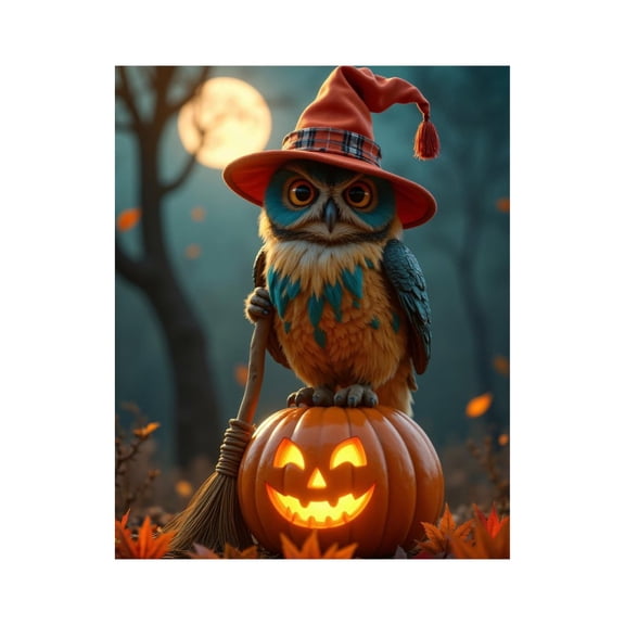 Paint By Numbers Kit for Adults Beginner - Owl Pumpkin Witch Hat Moonlit Forest DIY Canvas Painting Kits for Adults, Frameless Paint By Number for Adults for Home Wall Decor 16x20 Inch