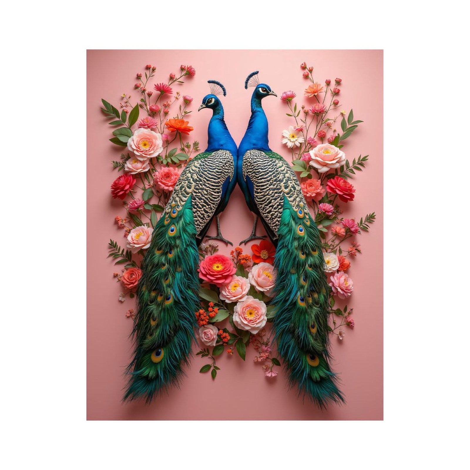 Paint By Numbers Kit for Adults Beginner - Peacocks Floral Arrangement Art Deco DIY Canvas Painting Kits for Adults, Frameless Paint By Number for Adults for Home Wall Decor 16x20 Inch