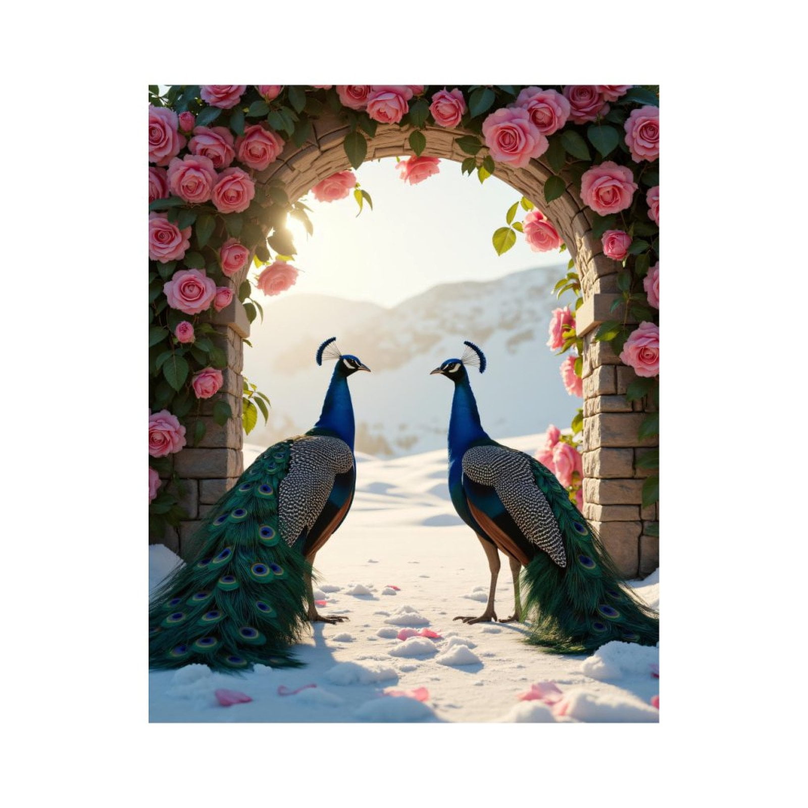 Paint By Numbers Kit for Adults Beginner - Peacocks Rose Arch Snowy Landscape DIY Canvas Painting Kits for Adults, Frameless Paint By Number for Adults for Home Wall Decor 16x20 Inch