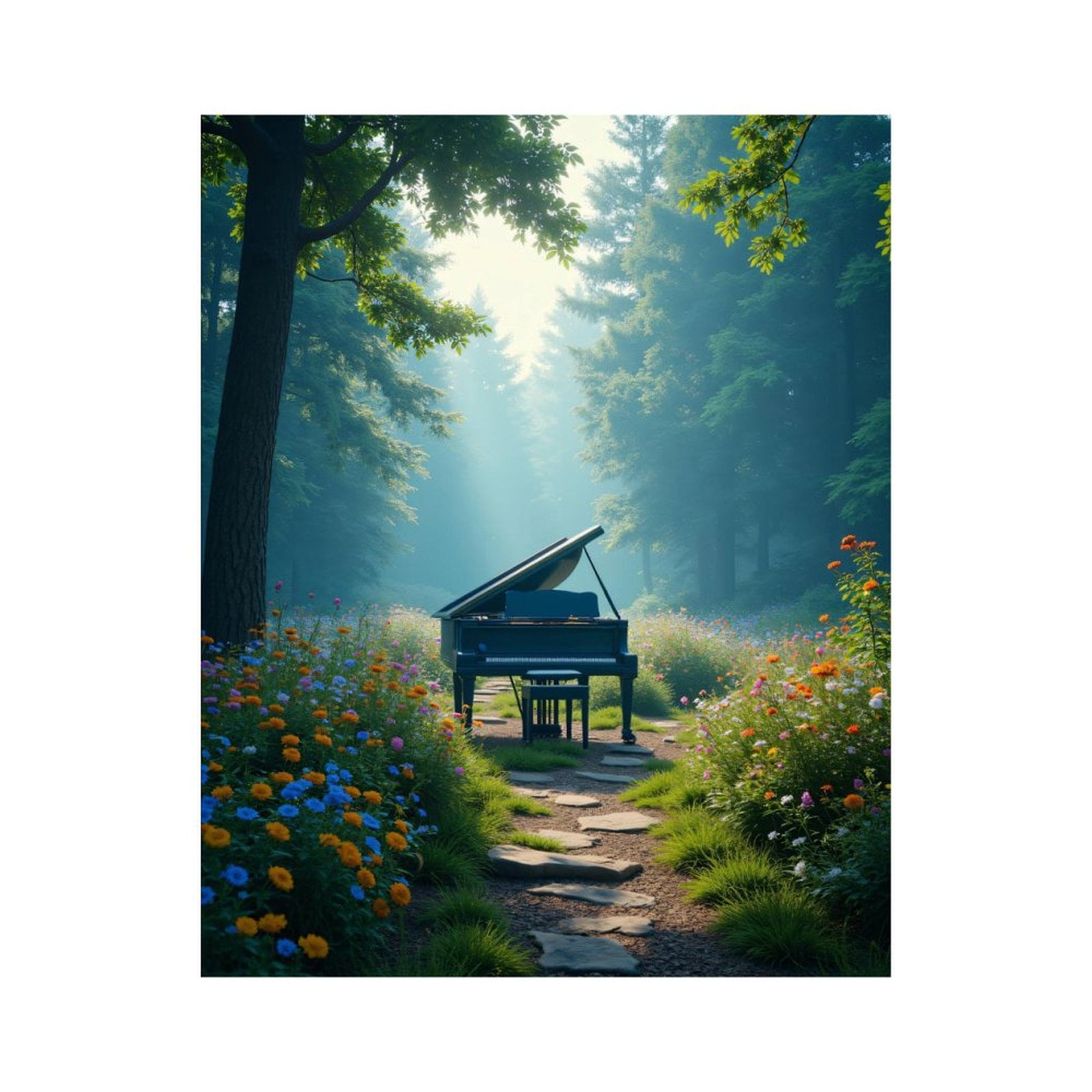 Paint By Numbers Kit for Adults Beginner - Piano In Forest Dreamy Pathway DIY Canvas Painting Kits for Adults, Frameless Paint By Number for Adults for Home Wall Decor 16x20 Inch