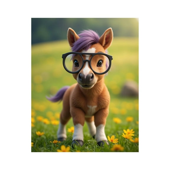 Paint By Numbers Kit for Adults Beginner - Playful Pony Wearing Glasses DIY Canvas Painting Kits for Adults, Frameless Paint By Number for Adults for Home Wall Decor 16x20 Inch