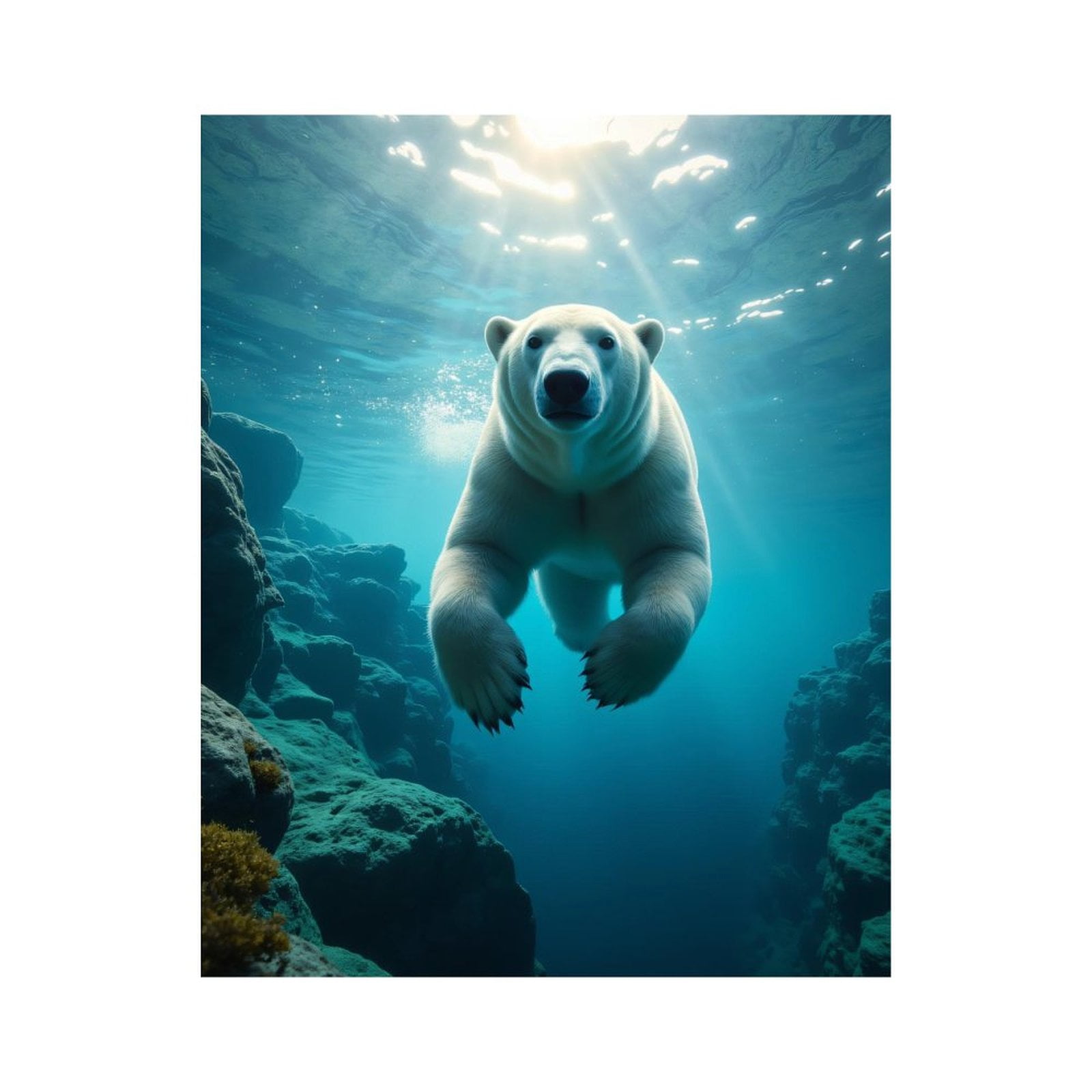 Paint By Numbers Kit for Adults Beginner - Polar Bear Swimming Underwater DIY Canvas Painting Kits for Adults, Frameless Paint By Number for Adults for Home Wall Decor 16x20 Inch