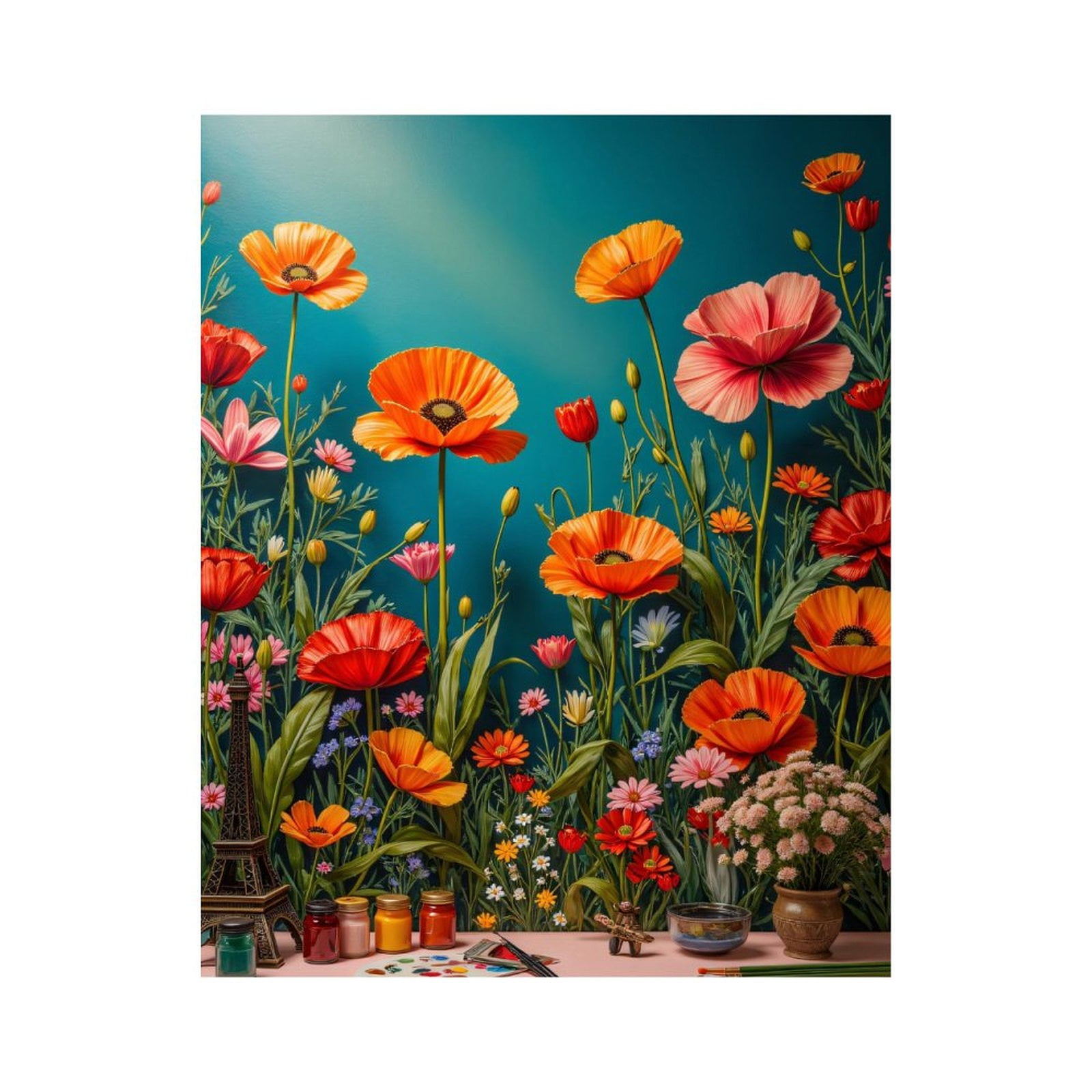 Paint By Numbers Kit for Adults Beginner - Poppies Art Supplies Nature Scene DIY Canvas Painting Kits for Adults, Frameless Paint By Number for Adults for Home Wall Decor 16x20 Inch
