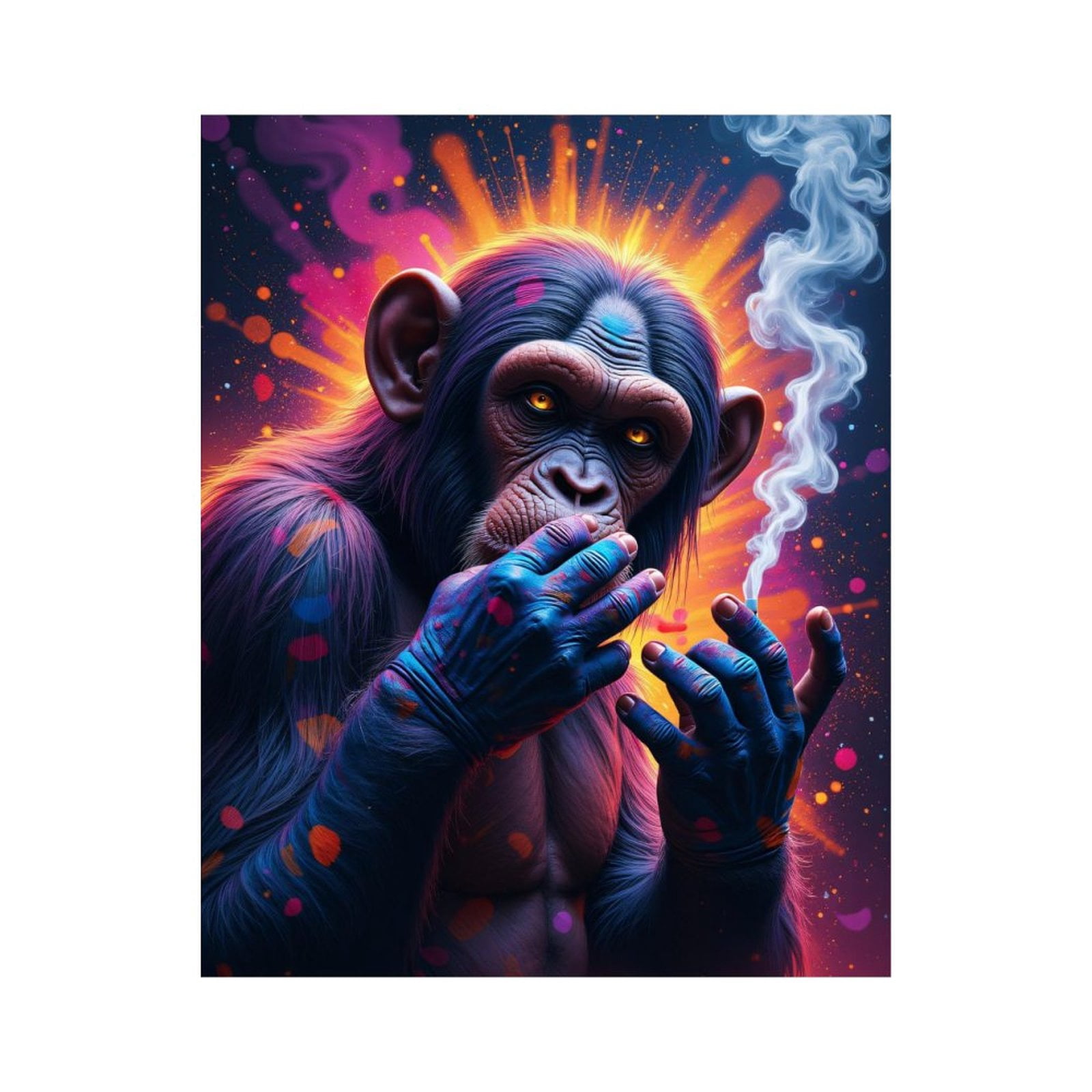 Paint By Numbers Kit for Adults Beginner - Primate Smoky Aura Vibrant Art DIY Canvas Painting Kits for Adults, Frameless Paint By Number for Adults for Home Wall Decor 16x20 Inch