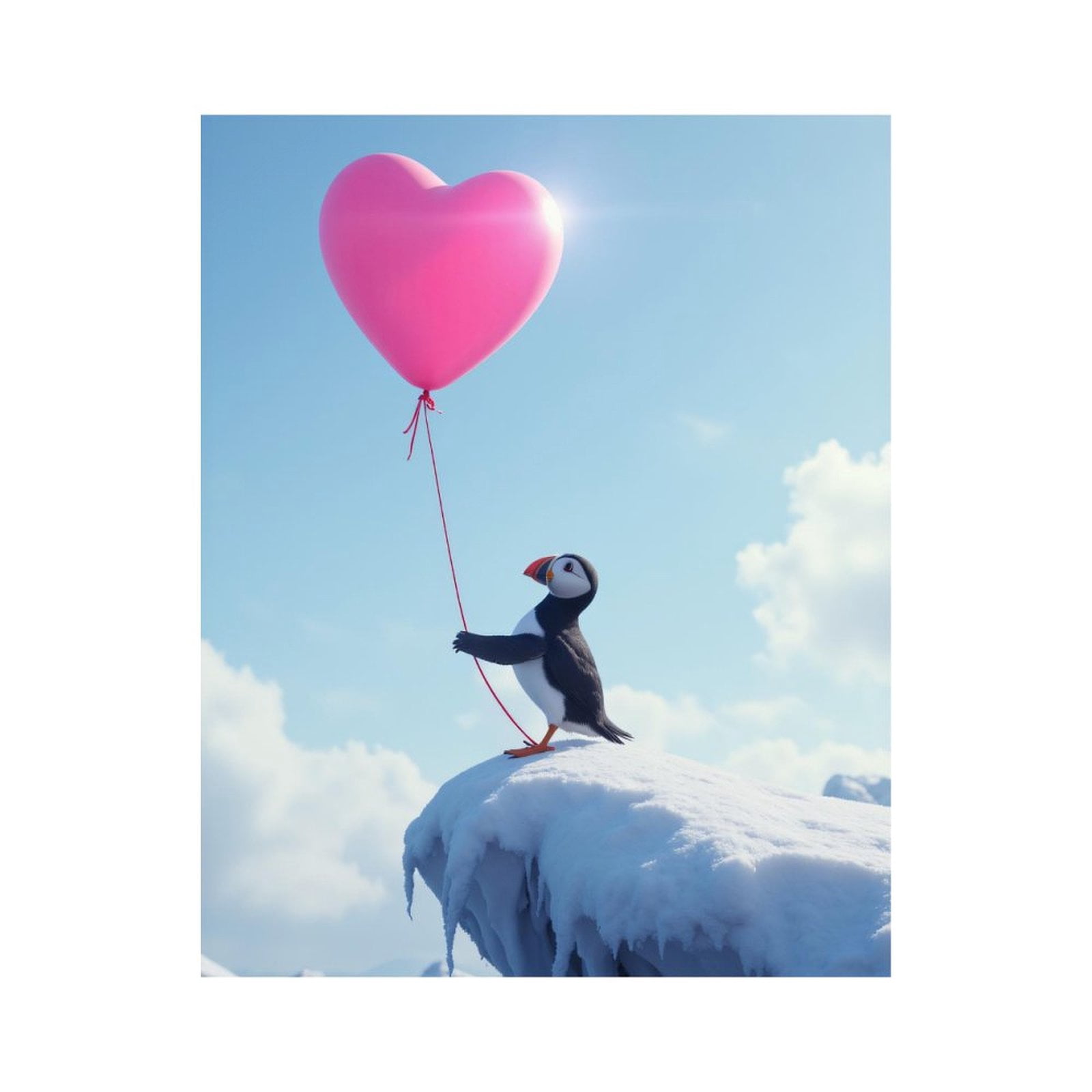 Paint By Numbers Kit for Adults Beginner - Puffin Heart Balloon Sky Cliff DIY Canvas Painting Kits for Adults, Frameless Paint By Number for Adults for Home Wall Decor 16x20 Inch