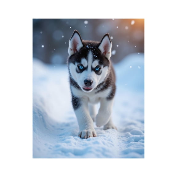 Paint By Numbers Kit for Adults Beginner - Puppy Snow Blue Eyes Winter Play DIY Canvas Painting Kits for Adults, Frameless Paint By Number for Adults for Home Wall Decor 16x20 Inch
