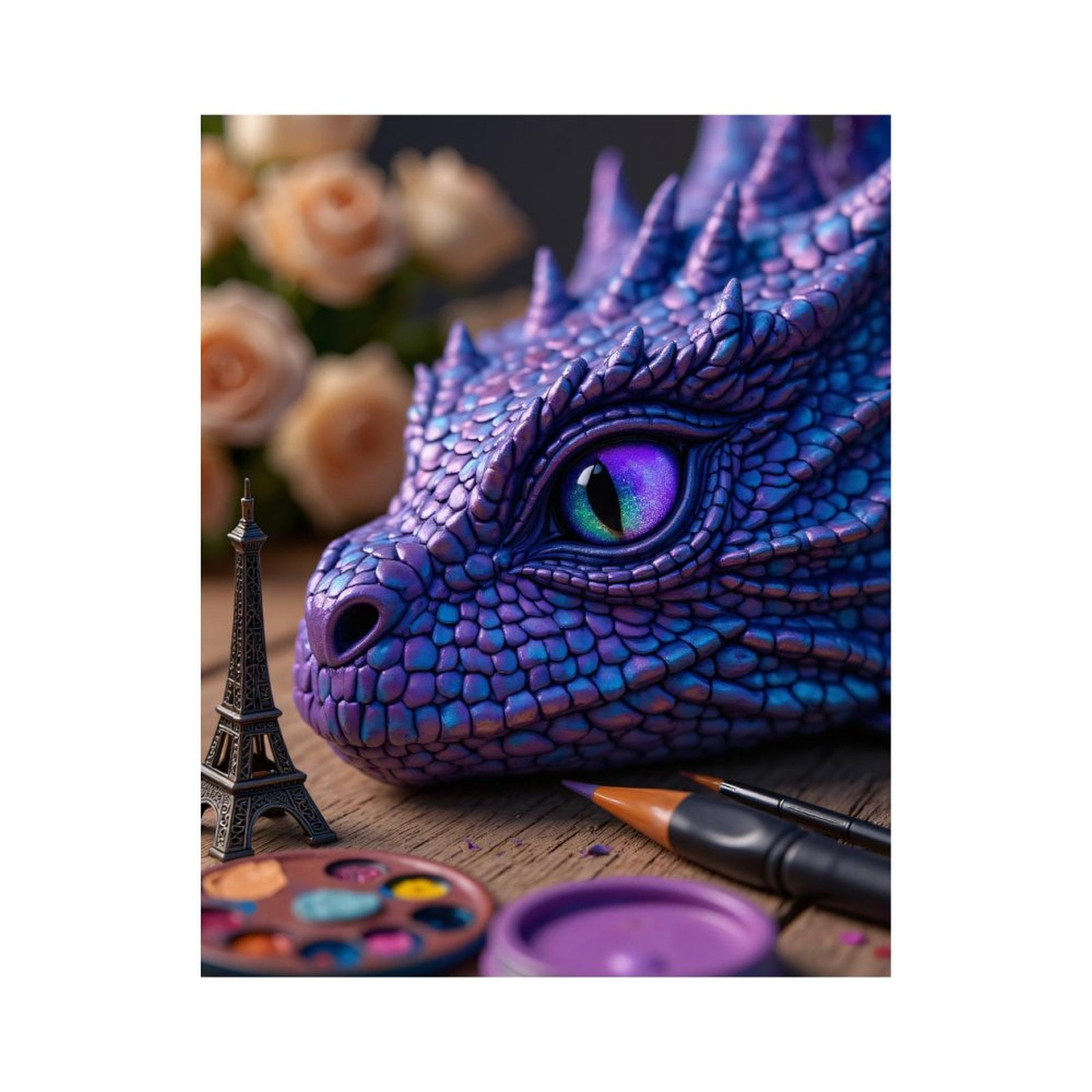 Paint By Numbers Kit for Adults Beginner - Purple Dragon Art Eiffel Tower DIY Canvas Painting Kits for Adults, Frameless Paint By Number for Adults for Home Wall Decor 16x20 Inch