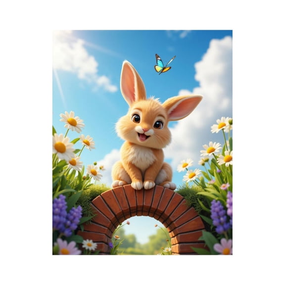 Paint By Numbers Kit for Adults Beginner - Rabbit On Brick Arch With Butterfly DIY Canvas Painting Kits for Adults, Frameless Paint By Number for Adults for Home Wall Decor 16x20 Inch