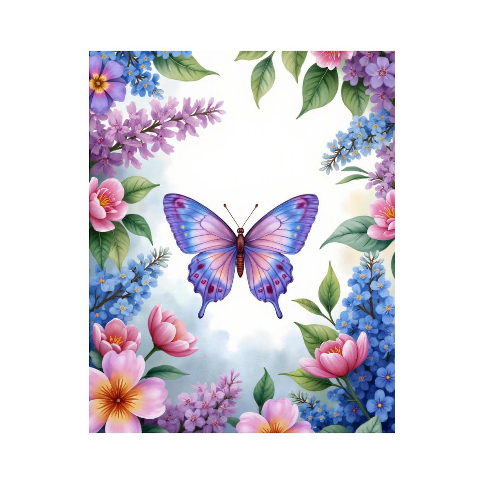 Paint By Numbers Kit for Adults Beginner - Radiant Butterfly Floral Frame DIY Canvas Painting Kits for Adults, Frameless Paint By Number for Adults for Home Wall Decor 16x20 Inch