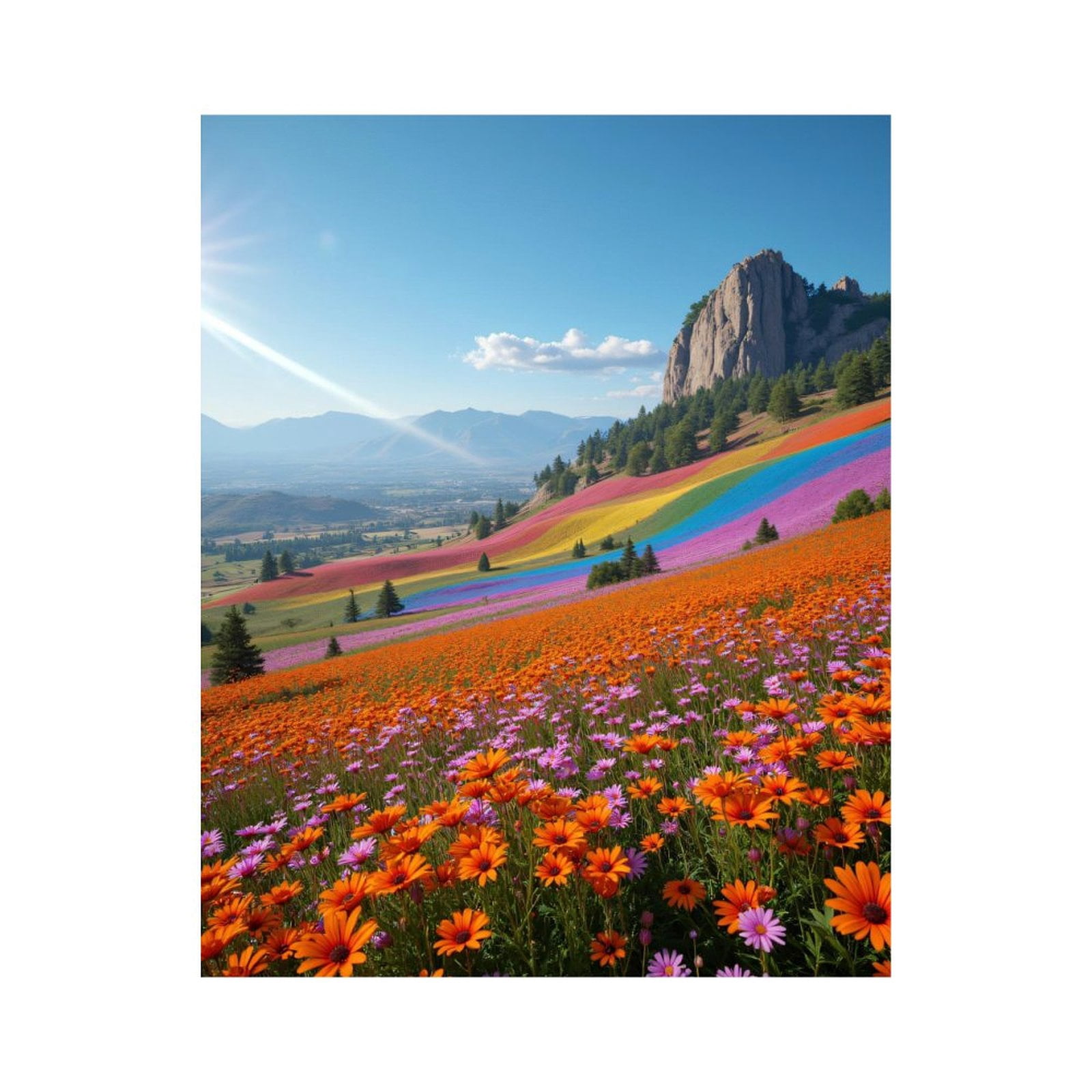 Paint By Numbers Kit for Adults Beginner - Radiant Colorful Flower Hillscape DIY Canvas Painting Kits for Adults, Frameless Paint By Number for Adults for Home Wall Decor 16x20 Inch