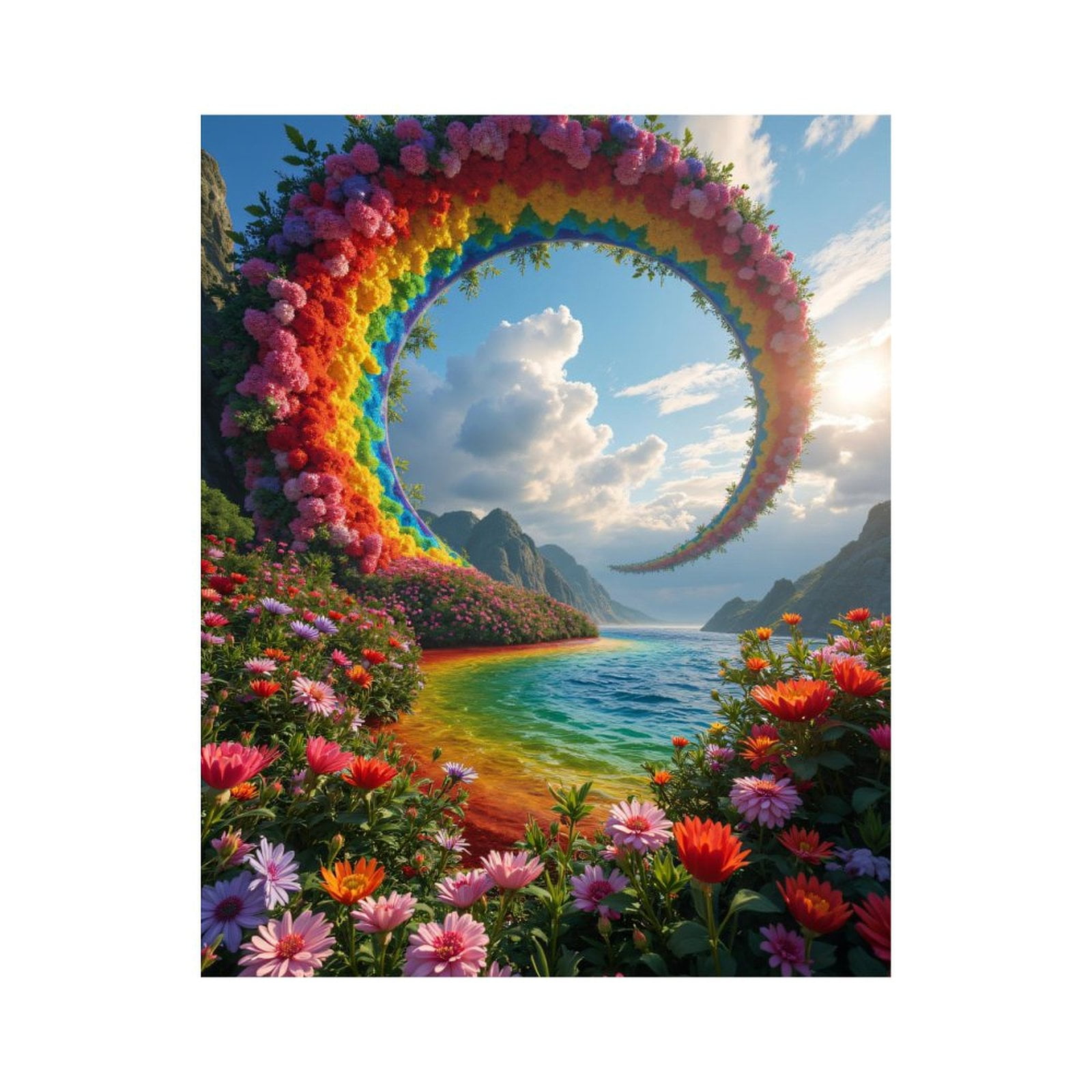 Paint By Numbers Kit for Adults Beginner - Rainbow Floral Arch Scenic Landscape DIY Canvas Painting Kits for Adults, Frameless Paint By Number for Adults for Home Wall Decor 16x20 Inch