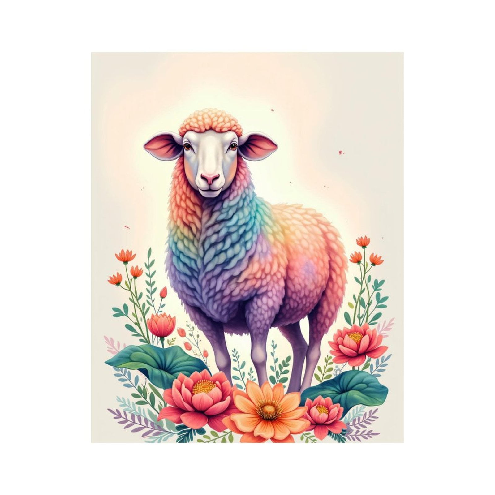 Paint By Numbers Kit for Adults Beginner - Rainbow Sheep Blossoms Art DIY Canvas Painting Kits for Adults, Frameless Paint By Number for Adults for Home Wall Decor 16x20 Inch