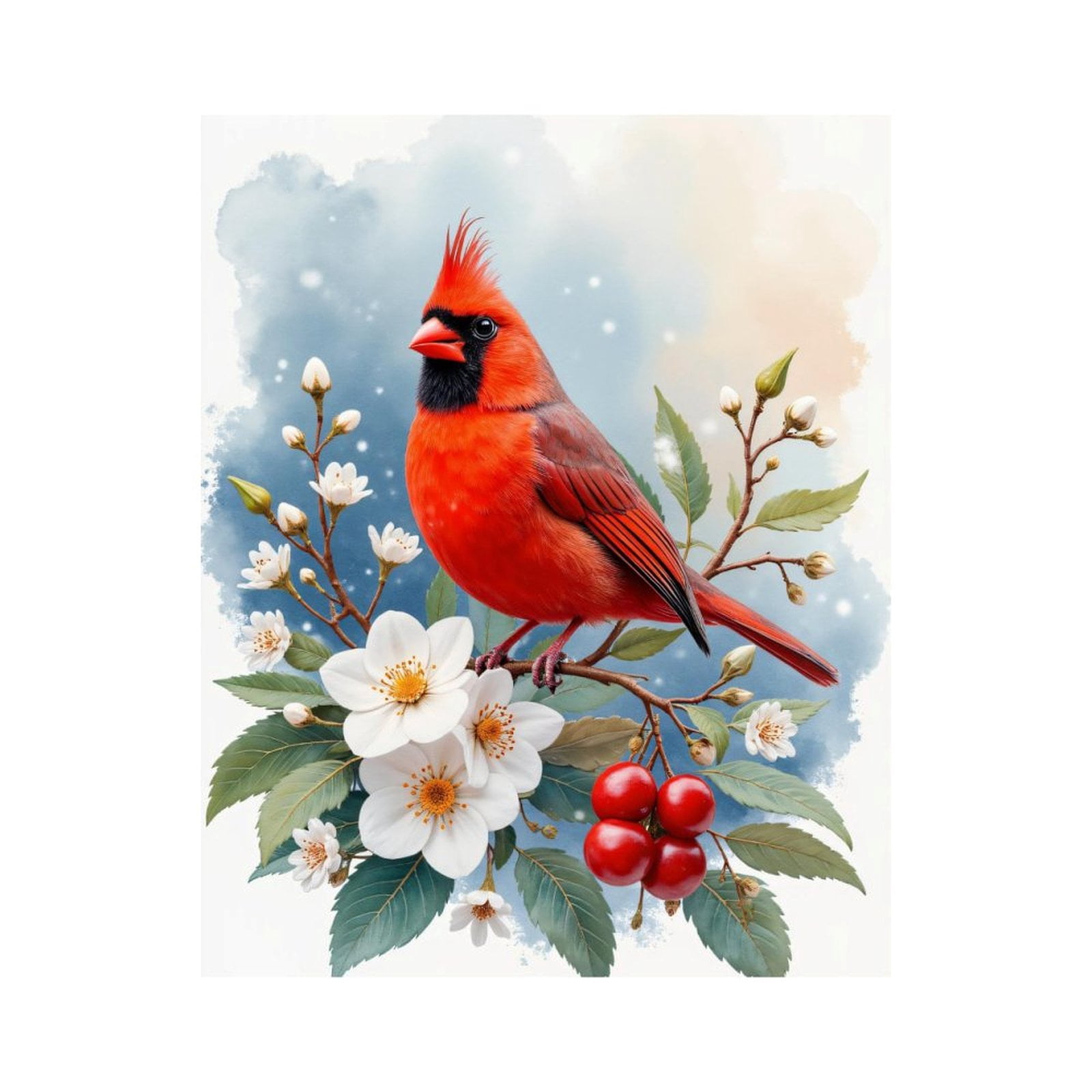 Paint By Numbers Kit for Adults Beginner - Red Bird Blooming Branch Art DIY Canvas Painting Kits for Adults, Frameless Paint By Number for Adults for Home Wall Decor 16x20 Inch