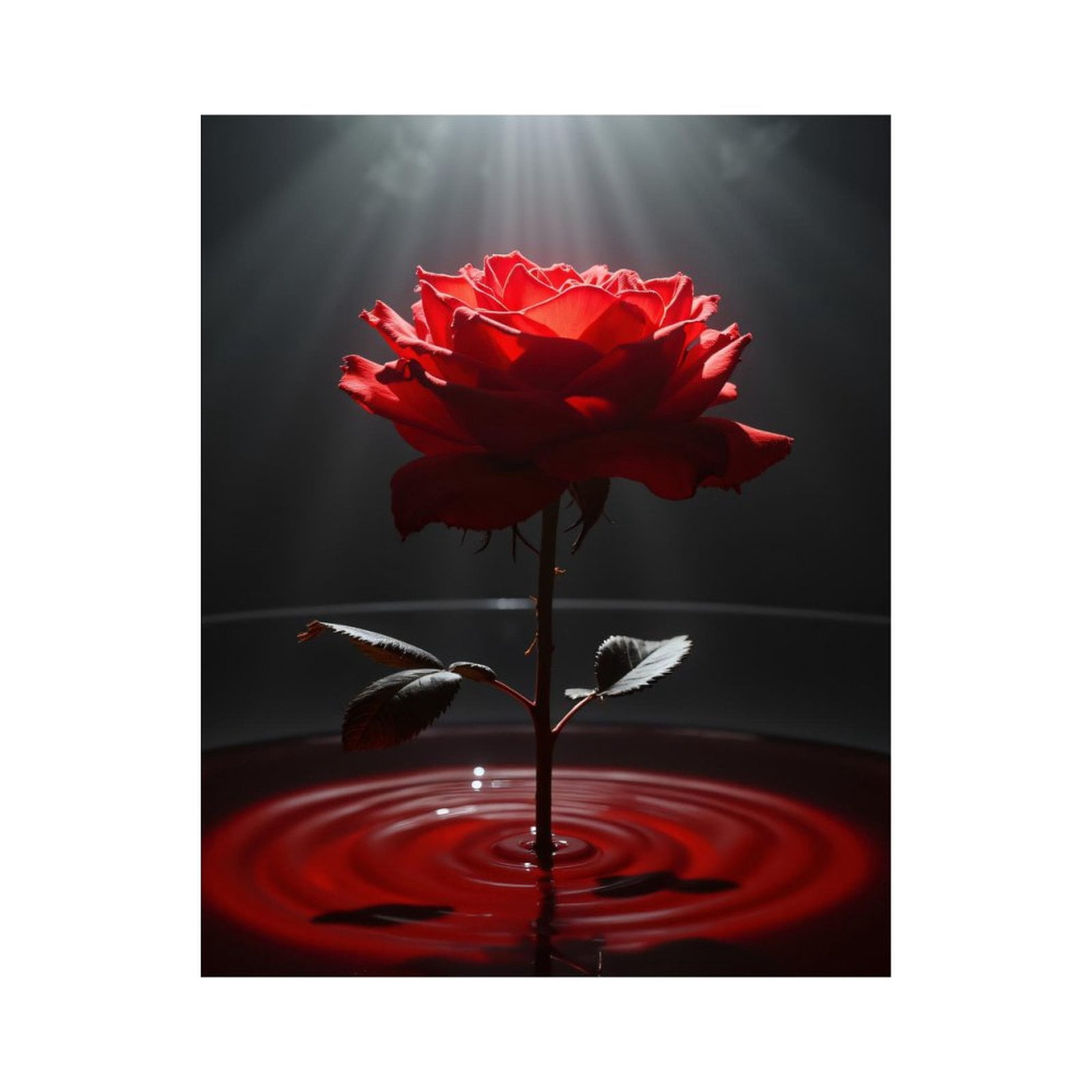Paint By Numbers Kit for Adults Beginner - Red Rose Illuminated Water Ripples DIY Canvas Painting Kits for Adults, Frameless Paint By Number for Adults for Home Wall Decor 16x20 Inch