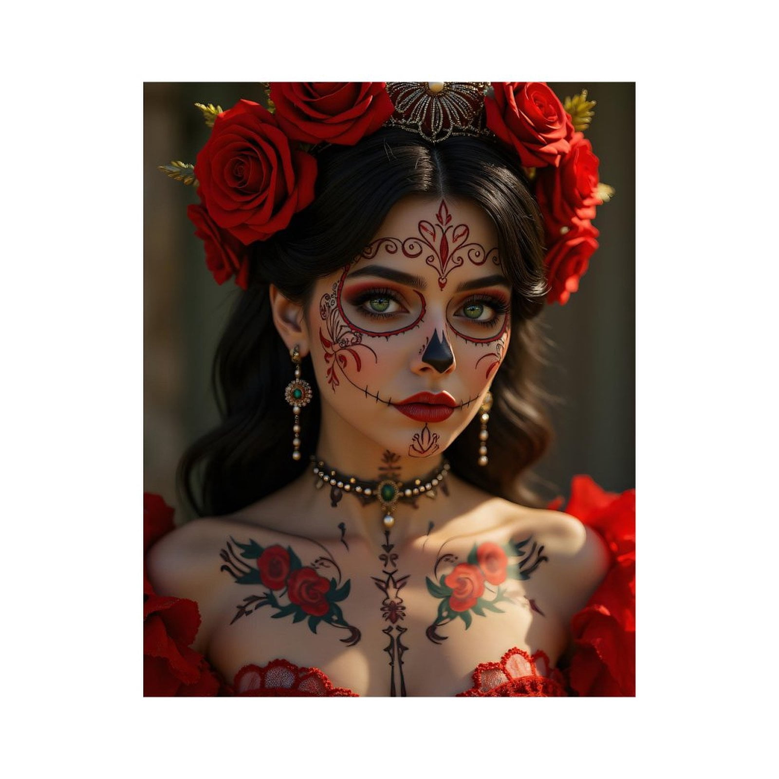 Paint By Numbers Kit for Adults Beginner - Red Roses Face Art Beauty Dress DIY Canvas Painting Kits for Adults, Frameless Paint By Number for Adults for Home Wall Decor 16x20 Inch