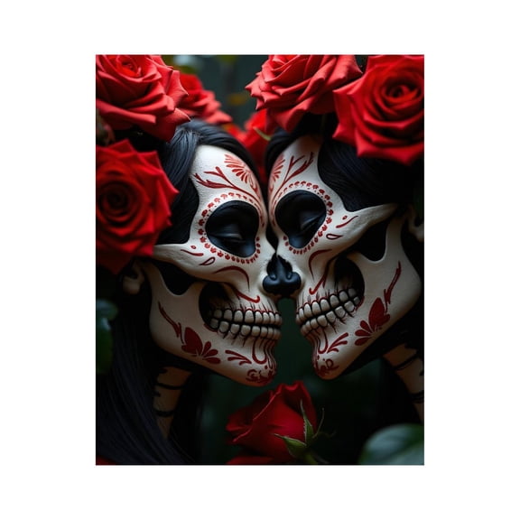Paint By Numbers Kit for Adults Beginner - Red Roses Skull Art Mask DIY Canvas Painting Kits for Adults, Frameless Paint By Number for Adults for Home Wall Decor 16x20 Inch