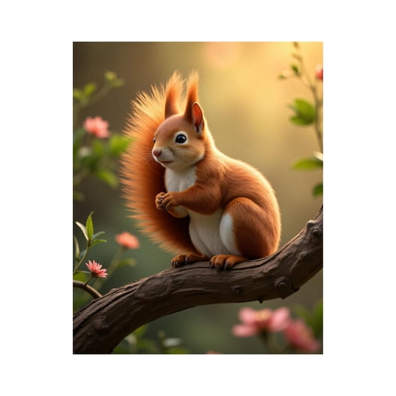 Paint By Numbers Kit for Adults Beginner - Red Squirrel Blossoms Perch Nature DIY Canvas Painting Kits for Adults, Frameless Paint By Number for Adults for Home Wall Decor 16x20 Inch