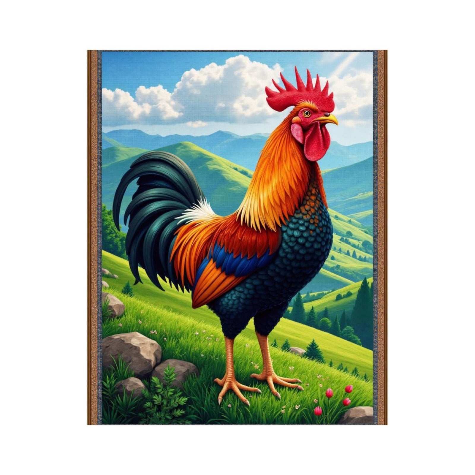 Paint By Numbers Kit for Adults Beginner - Rooster In Scenic Mountain Landscape DIY Canvas Painting Kits for Adults, Frameless Paint By Number for Adults for Home Wall Decor 16x20 Inch