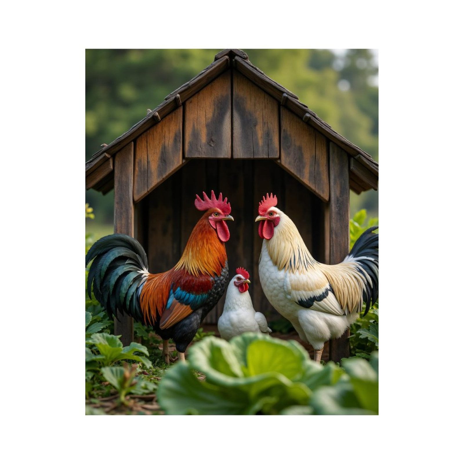 Paint By Numbers Kit for Adults Beginner - Roosters Hens Rustic Wooden ...