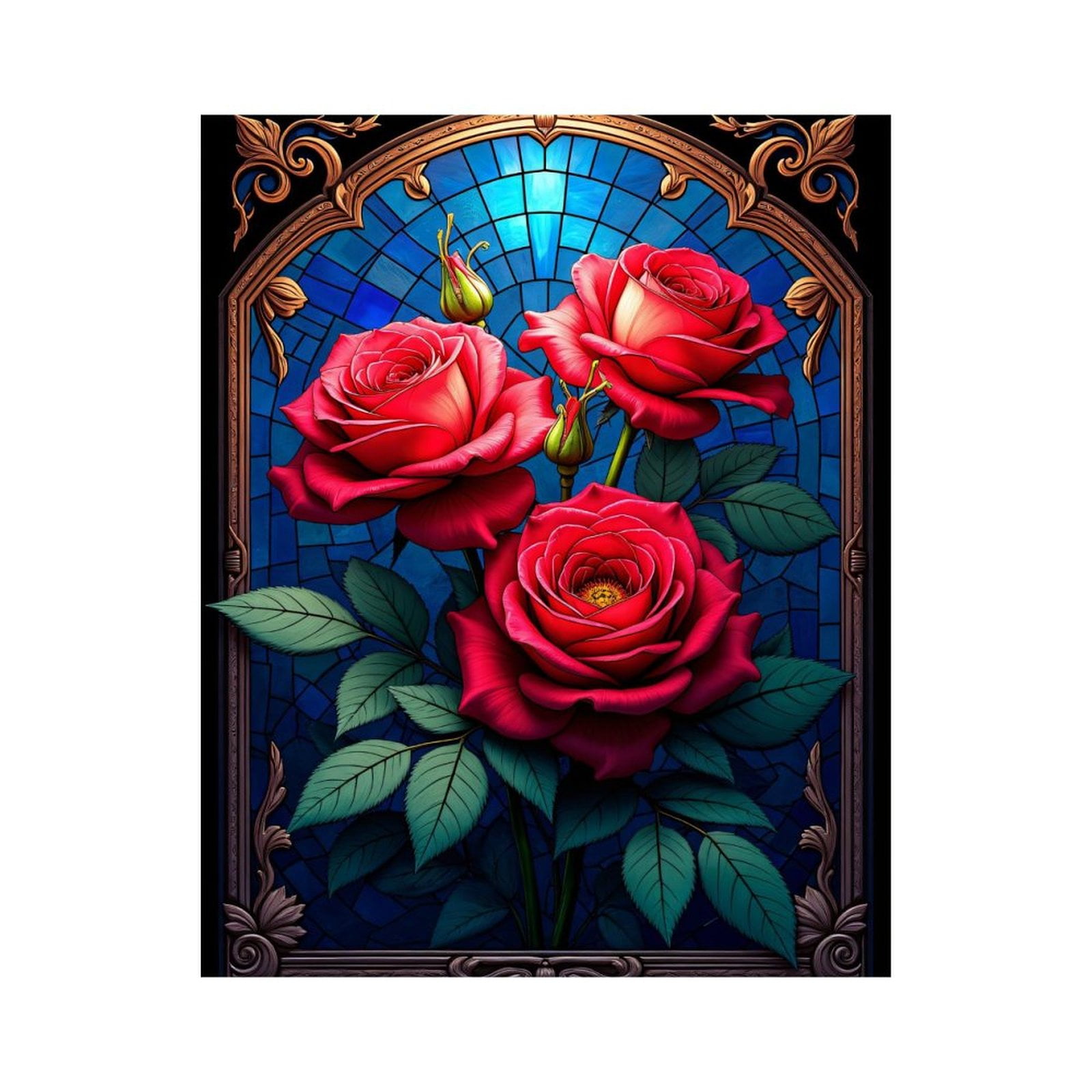 Paint By Numbers Kit for Adults Beginner - Rose Stained Glass Art Floral DIY Canvas Painting Kits for Adults, Frameless Paint By Number for Adults for Home Wall Decor 16x20 Inch