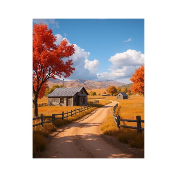 Paint By Numbers Kit for Adults Beginner - Rustic Autumn Countryside Cabin Path DIY Canvas Painting Kits for Adults, Frameless Paint By Number for Adults for Home Wall Decor 16x20 Inch