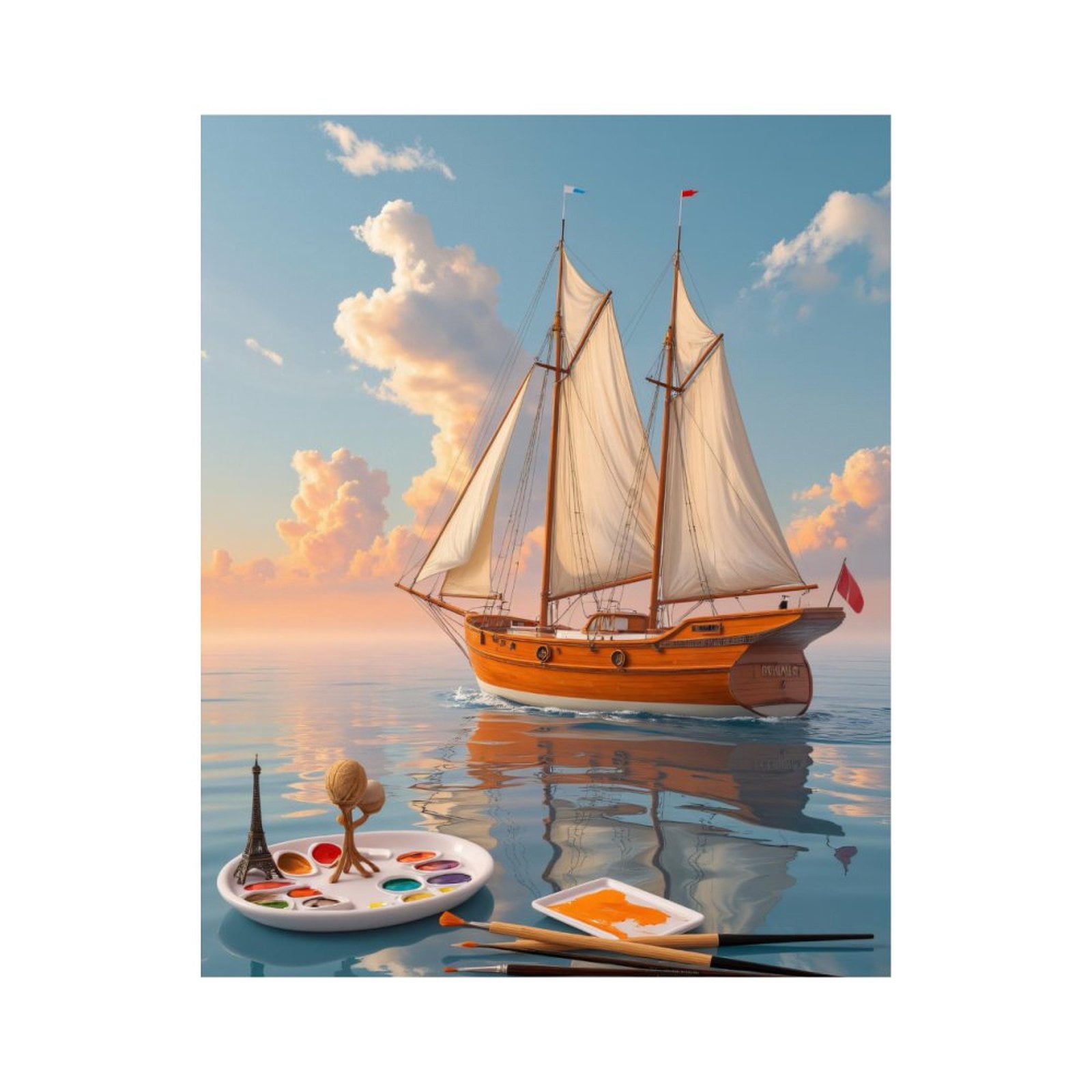 Paint By Numbers Kit for Adults Beginner - Sailboat Art Palette Sky Reflection DIY Canvas Painting Kits for Adults, Frameless Paint By Number for Adults for Home Wall Decor 16x20 Inch